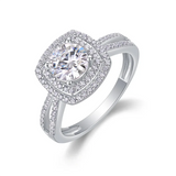 Fabulous 6.5mm VVS1 D Colour Moissanite Diamonds Square Silver Wedding Ring