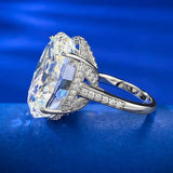Luxury Oval Cut 14*20 MM G Colour AAAAA Lab Created Sapphire Gemstone Cocktail Ring Anniversary Fine Jewellery - The Jewellery Supermarket