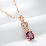 Wonderful Filled 14K Rose Gold AAA Red and White Zircon Crystals Necklace For Women - Fashion Jewellery