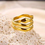 New In Stainless Steel 14K Gold Colour Rings For Women and Girls - Ideal Trendy Fashion Rings, Ideal Gifts - The Jewellery Supermarket