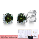 Real 0.1-3CT Moissanite Diamond Stud Earrings Silver Platinum Plated  Fine Jewelry