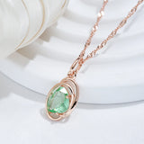 Luxury Geometric Light Green Rolled 14K Rose Gold AAA Zircon Crystals Necklace For Women - Trendy Jewellery