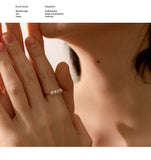 18K Gold Plated Natural Freshwater Pearls Stainless Steel Waterproof Index Finger Ring