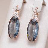 14 Karat Gold Filled Grey Oval Drop Dangle AAA+ Lab Created Diamonds Earrings