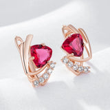 14 Karat Rolled Gold Shiny Red Blue AAA Zircon Crystals Elegant Jewellry Earrings