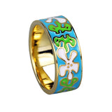 New Fresh Green Handmade Enamel Irregular Pattern Womens Ring Party Jewellery