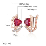 14 Karat Rolled Gold Shiny Red Blue AAA Zircon Crystals Elegant Jewellry Earrings
