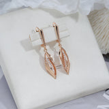 New 14K Rolled Gold Geometric AAA Zircon Diamonds Long Drop Fashion Fine Earrings