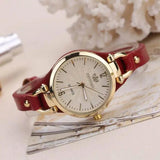 New Arrival Fashion Casual Watches - Quality Round Dial Rivet Leather Strap Ladies Analog Quartz Wristwatches - The Jewellery Supermarket