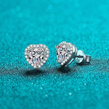 Heart Shape 2 Carat Moissanite Diamond Earrings Sterling Silver Sparkling Stud Earring For Women - Fine Jewellery - The Jewellery Supermarket