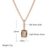 Beautiful Square Brown Rolled 14K Rose Gold AAA Zircon Crystal Necklace for Women - High Quality Jewellery