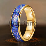 True Blue Galaxy Opal Inlaid Dome Polished 4MM 6MM 8MM Tungsten Men Women Rings