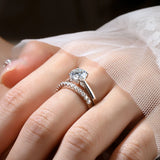 2.0CT VVS1 D Colour Moissanite Diamonds Bridal Set Solitaire Silver Stackable Ring
