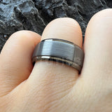 Stepped Beveled Brushed Finish 10MM Classic Men Women Tungsten Carbide Rings