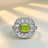 Luxury Fashionable Flower Style Olive Green Ring Set with High Quality AAAAA High Carbon Diamonds Fine Jewellery - The Jewellery Supermarket