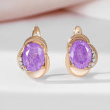 Quality Purple 14K Filled Rose Gold AAA Zircon Crystals Earrings For Women - Cute Party Fine Jewellery