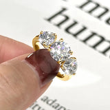 Amazing Three Stone Ring 8mm&6.5mm VVS1 D Colour Round Moissanite Fine Ring