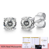 Real 0.1-3CT Moissanite Diamond Stud Earrings Silver Platinum Plated  Fine Jewelry