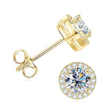 Super 5mm/6.5mm Moissanite Diamonds Halo Stud Earrings for Women Men Fine Jewellery