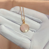 Charming Rolled Rose Gold of 14-Karat Purity Simple Round Pendant Necklace - Fashion Girl Neck Chain Jewellery