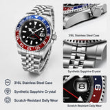 Top Brand Sapphire Crystal Stainless Steel 100M Water Resistant Quartz Watch