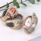 Brand Luxury Quartz Fashion Creative Ladies Bracelet Diamond Snake Watches for Women - High Quality Gifts