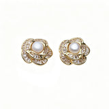 Dainty Small Freshwater Pearl AAA Zircon Diamonds Stud 925 Silver Earrings