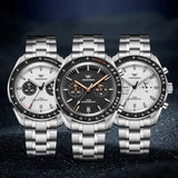 Chronograph Quartz Watch 100M Water Resistant Business Casual Stainless Steel Watches