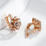 Stunning 14K Gold Filled Shiny AAA Zircon Diamonds Flower Drop Earrings Vintage Jewellery