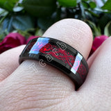 Red Opal Dragon Inlay Superior 8MM Mens Womens TungstenEngagement Wedding Rings