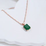 Awesome Dark Green 14K Rolled Rose Gold AAA Zircon Crystal Square Pendant Necklaces For Women Fine Jewellery