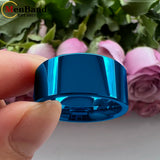 Flat Finish Design 10MM 12MM Wide Glossy Large Men's Shiny Wedding Tungsten Ring