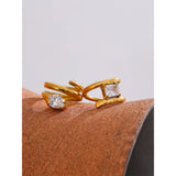 14K Gold Plated AAA Shiny Cubic Zirconia Diamond Snake Geometric Golden Ring
