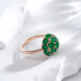 Unusual 14K Rolled Gold Full Sparkling Green AAA Zircon Crystals Luxury Ring
