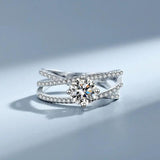 Petite Twisted Vine Design Real 1ct Moissanite Diamonds Rings White Gold Plated Silver Engagement Wedding Jewellery