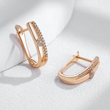 Simple Fashion 14K Rolled Rose Gold White Zircon Diamonds Drop Earrings For Women - High Quality Jewellery