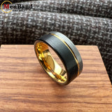 Offset Grooved Brushed Finish 6/8MM Men Women Tungsten Carbide Wedding Rings