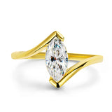 New Design 1CT Marquise Cut VVS1 D Colour Moissanite Diamond Solitaire Silver Ring