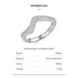 Luxury Full-Shiny AAAA Lab Created Diamond Curve Design Sterling Silver Rings