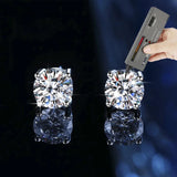 Fabulous Moissanite Diamonds 925 Silver 18K Plated Stud Earrings for Men Women