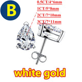 Princess Cut 0.5, 1, 2CT Moissanite Diamonds Rhodium Plated Silver D Color Stud Earrings