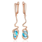 Romantic 14K Gold Filled Blue AAA Zircon Crystals Luxury Dangle Earrings