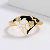Classic Scalloped Fashion Flower Shape Handmade Enamel Black White Epoxy Ring