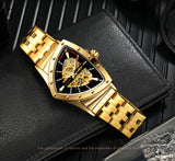 Military Triangle Steel Skeleton Automatic Movement Sports Mechanical Luxury Waterproof Silicone Strap Wristwatches