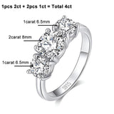 Splendid 3-stone S925 Sterling Silver with 14CGP Moissanite Diamonds Rings Engagement Wedding Promise Jewellery