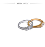18K Gold Stainless Steel Shiny AAA Cubic Zirconia Casting Ring for Women Fine Jewellery