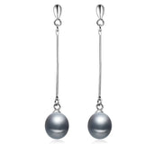 Elegant Long Drop Real Multicolour Pearls 925 Sterling Silver Earrings