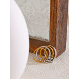 18K Gold Plated Distinctive Stainless Steel Metal Four Finger Stacking Trendy Unusual Ring