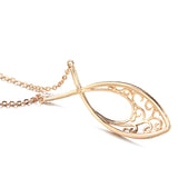 Leaf Shape Hollow Big Size 14K Filled Rose Gold Full Paved AAA Zicon Diamonds Necklaces - Party Jewellery