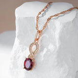 Wonderful Filled 14K Rose Gold AAA Red and White Zircon Crystals Necklace For Women - Fashion Jewellery